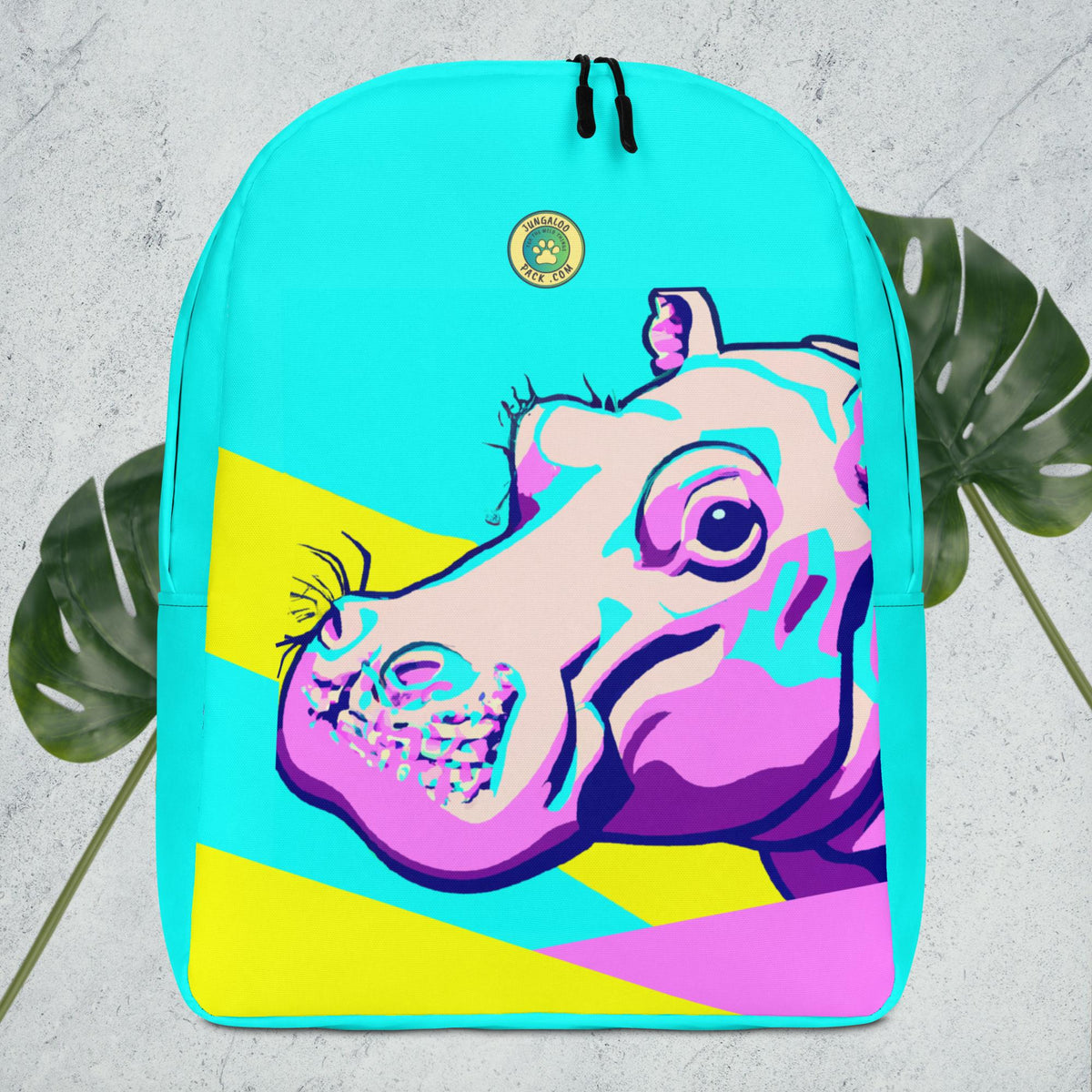 Whimsical Hippo Print Polyester Laptop Backpack Daypack with Padded Straps and Herdesigns Hippopotamus Backpack with Lunch Box Tropical  main image 3